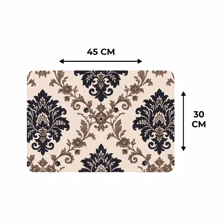 Placemat - 6 stuks - Patroon - Floraal - Klassiek - Beige-blauw — 3
