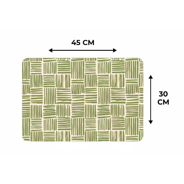 Placemat - 6 stuks - Saliegroen - Blokken - Handgetekend - Patroon — 3