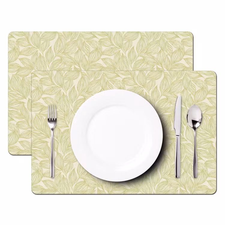 Placemat - 6 stuks - Saliegroen - Botanisch - Bladeren - Handgetekend - Patroon — 2