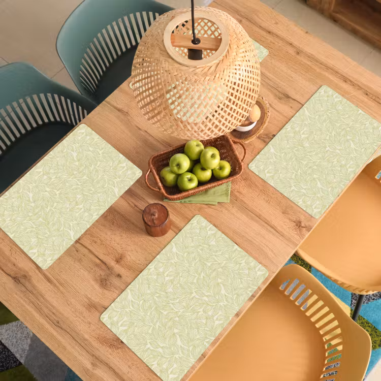 Placemat - 6 stuks - Saliegroen - Botanisch - Bladeren - Handgetekend - Patroon — 6