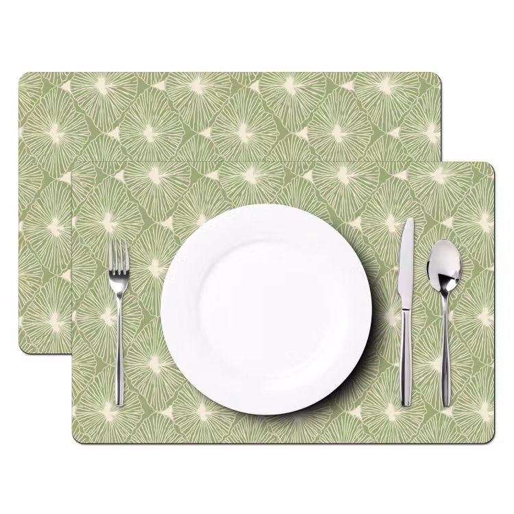 Placemat - 6 stuks - Saliegroen - Botanisch - Ruiten - Organisch - Patroon — 2