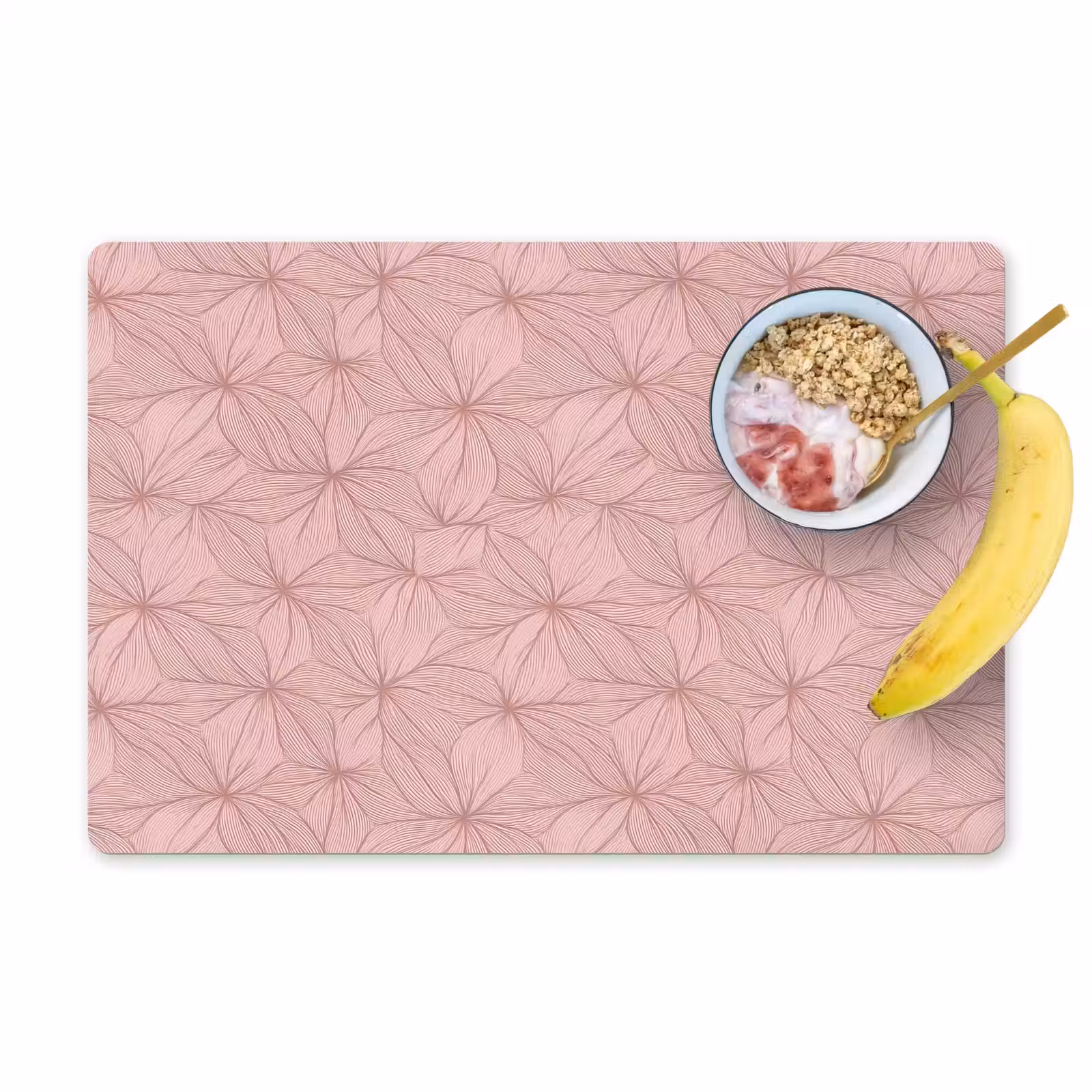 Placemat - 6 stuks - oederroze - Bloemen - Reliëf - Textuur — 1