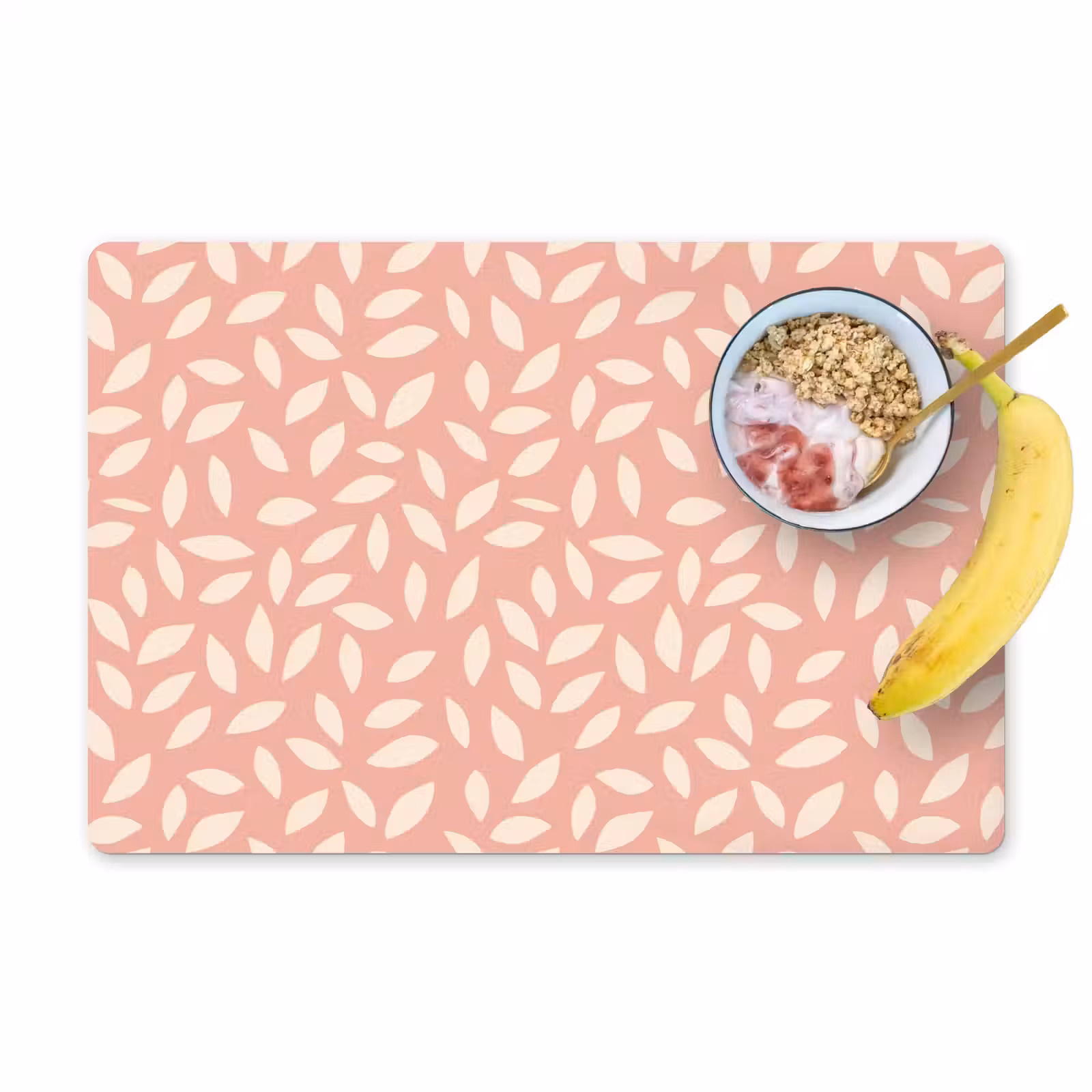 Placemat - 6 stuks - Roze - Bladeren - Speels - Patroon — 1