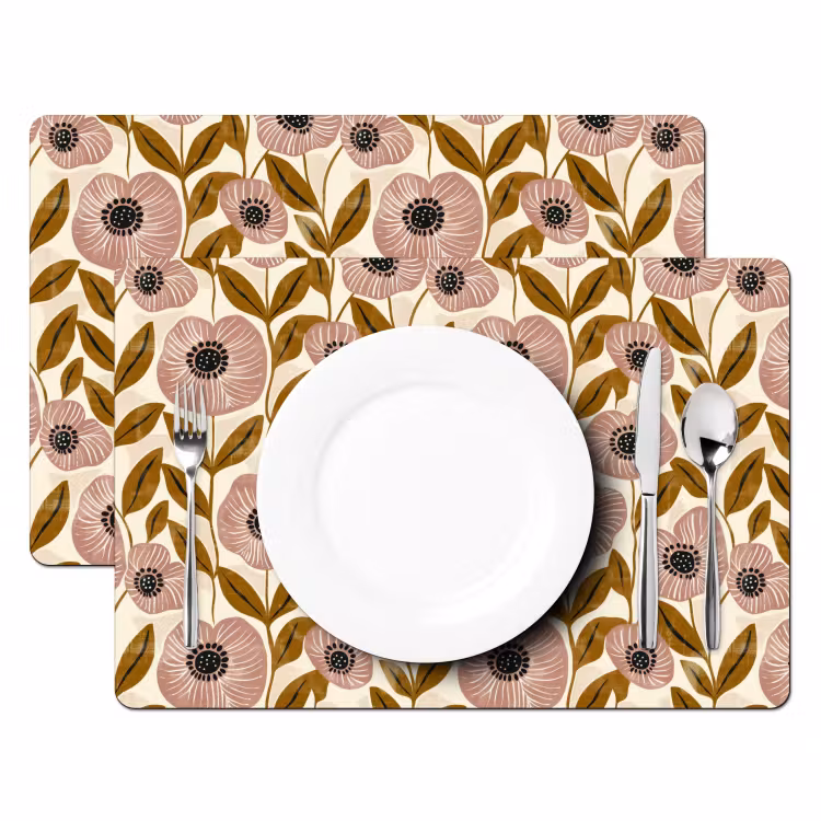 Placemat - 6 stuks - Dustyroze - Bloemen - Grafisch - Patroon — 2