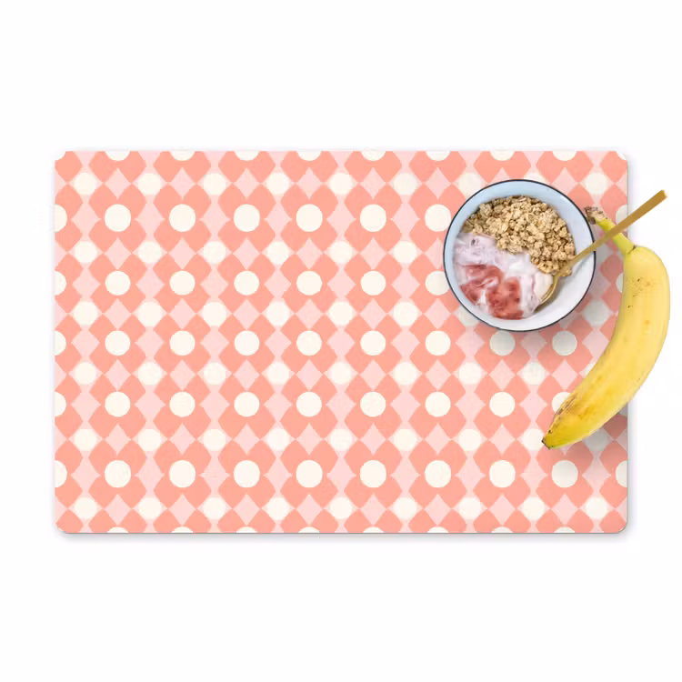 Placemat - 6 stuks - Koraal - Retro - Geometrisch - Patroon — 1