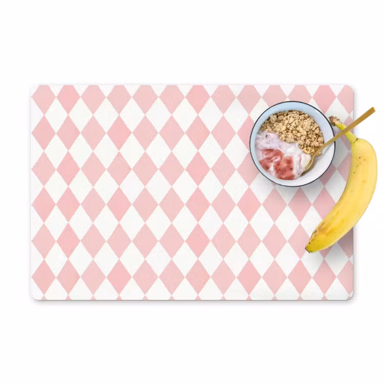 Placemat - 6 stuks - Lichtroze - Ruiten - Geometrisch - Patroon — 1