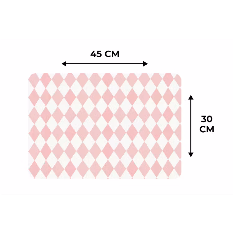 Placemat - 6 stuks - Lichtroze - Ruiten - Geometrisch - Patroon — 3
