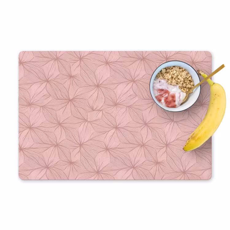 Placemat - 6 stuks - oederroze - Bloemen - Reliëf - Textuur — 1