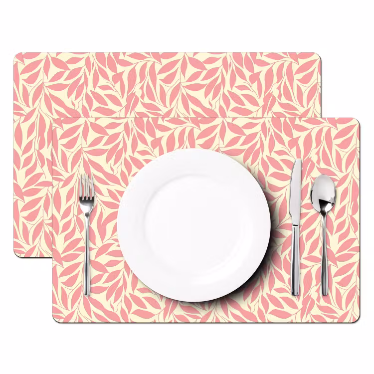 Placemat - 6 stuks - Roze - Bladeren - Dynamisch - Patroon — 2