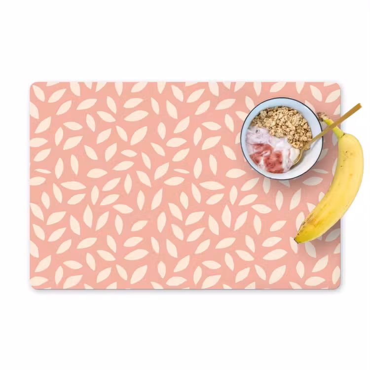 Placemat - 6 stuks - Roze - Bladeren - Speels - Patroon — 1