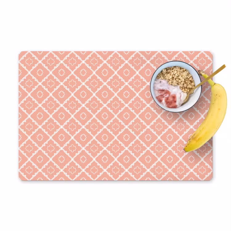 Placemat - 6 stuks - Zalmroze - Geometrisch - Elegant - Patroon — 1