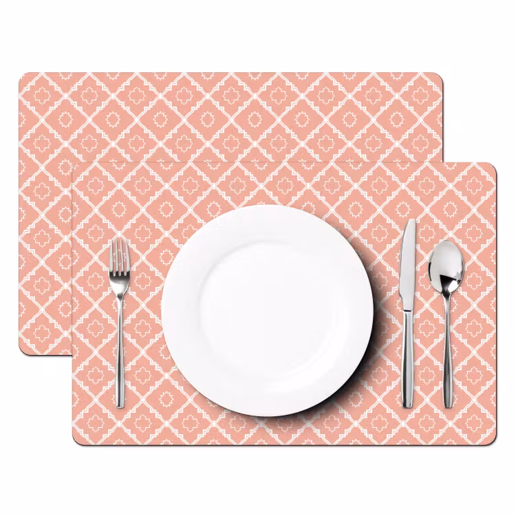 Placemat - 6 stuks - Zalmroze - Geometrisch - Elegant - Patroon — 2