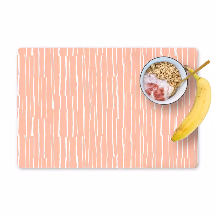 Placemat - 6 stuks - Zalmroze - Strepen - Handgetekend - Patroon — 1