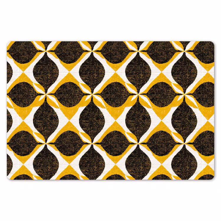 Placemat - 6 stuks - Geel - Zwart - Geometrisch - Retro - Textuur — 7