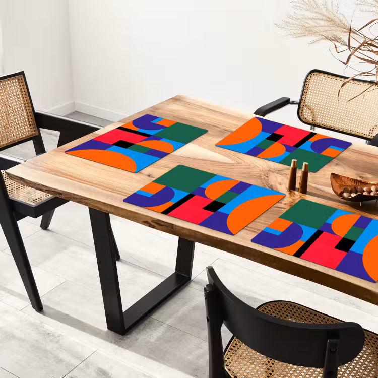 Placemat - 6 stuks - Geometrisch - Abstract - Vormen - Kleurrijk - Modern — 5