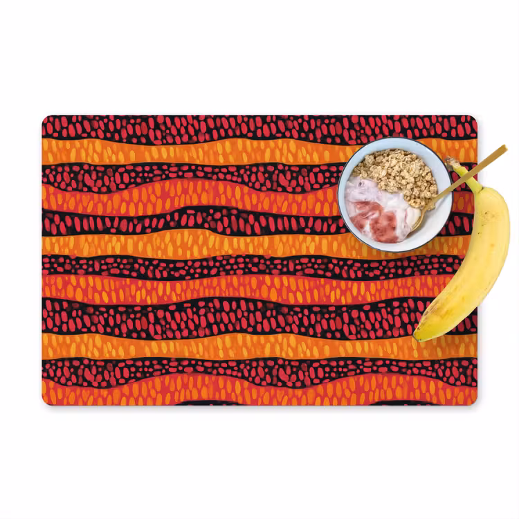 Placemat - 6 stuks - Oranje - Roze - Expressief - Patroon — 1