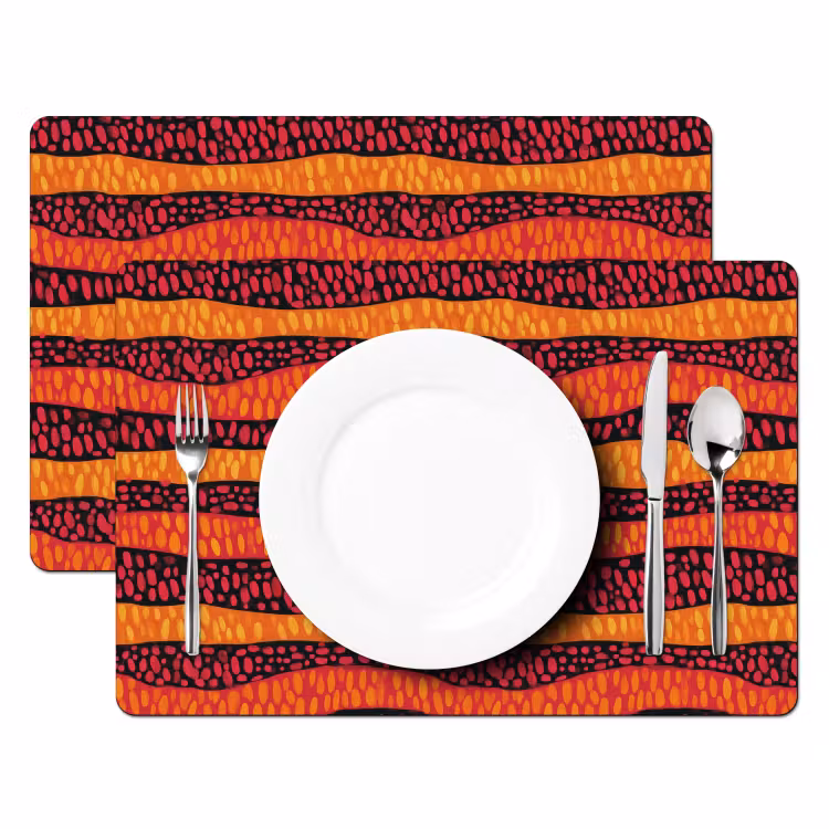 Placemat - 6 stuks - Oranje - Roze - Expressief - Patroon — 2