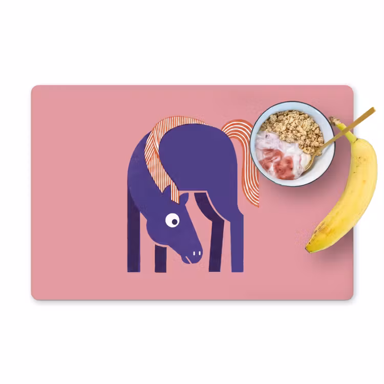 Placemat - 6 stuks - Paard - Abstract - Dieren - Modern - Blauw — 1
