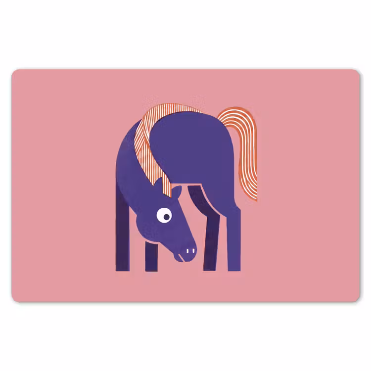 Placemat - 6 stuks - Paard - Abstract - Dieren - Modern - Blauw — 7