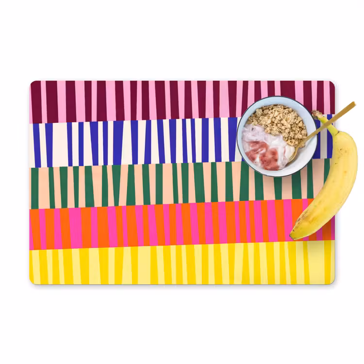 Placemat - 6 stuks - Patroon - Strepen - Abstract - Modern - Kleurrijk — 1