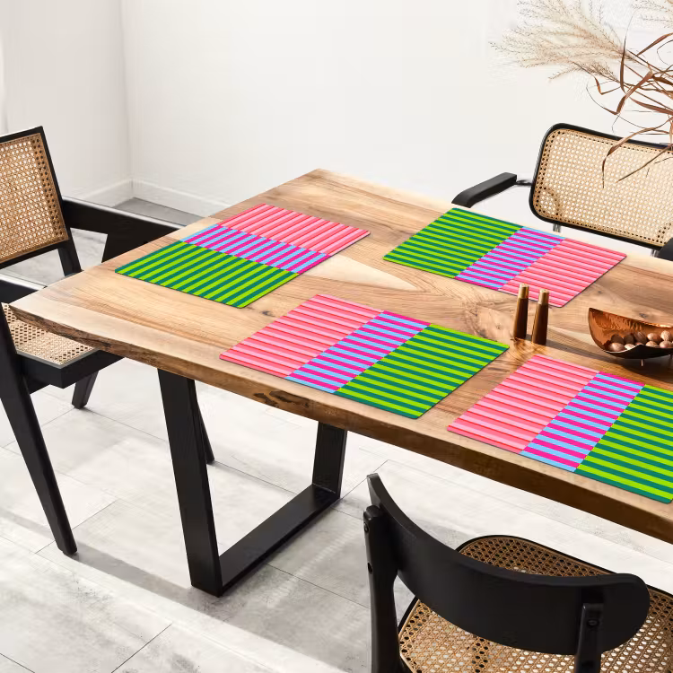 Placemat - 6 stuks - Patroon - Strepen - Modern - Abstract - Kleurrijk — 5