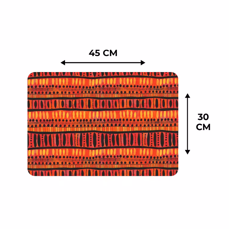 Placemat - 6 stuks - Rood - Oranje - Etnisch - Expressief - Patroon — 3