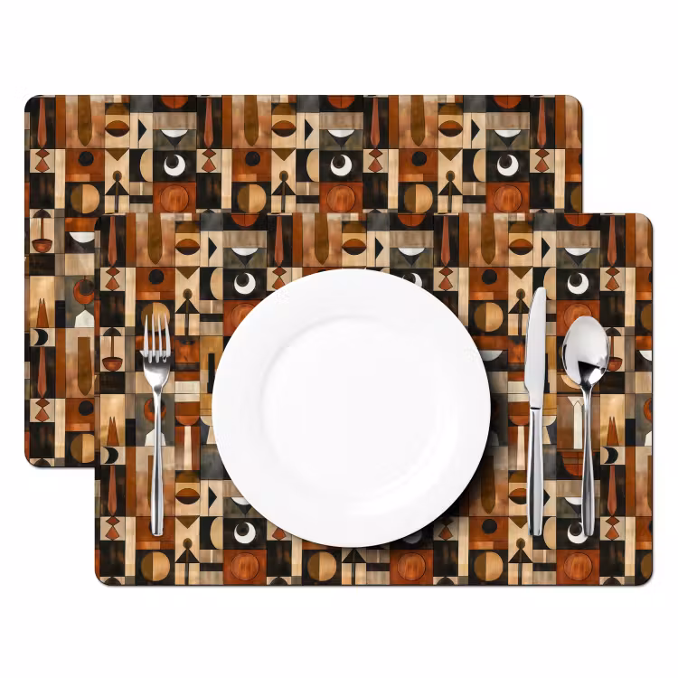 Placemat - 6 stuks - Terracotta - Geometrisch - Mid-Century - Patroon — 2