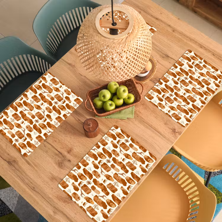 Placemat - 6 stuks - Terracotta - Safari - Dieren - Patroon — 6