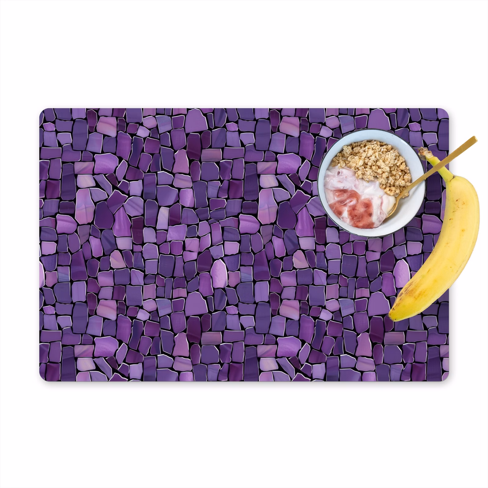 Placemat - 6 stuks - Paars - Mozaïek - Scherven - Steen - Patroon — 1