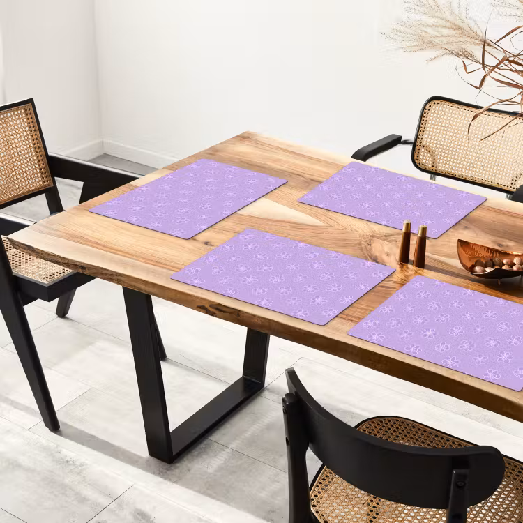 Placemat - 6 stuks - Lila - Botanisch - Bloemen - Handgetekend - Patroon — 5