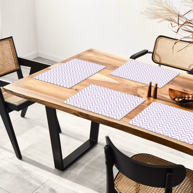 Placemat - 6 stuks - Lila - Geometrisch - Chevron - Zigzag - Patroon — 5