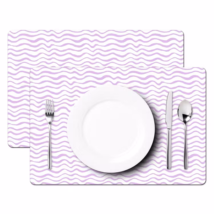 Placemat - 6 stuks - Lila - Geometrisch - Golfjes - Lijnen - Patroon — 2