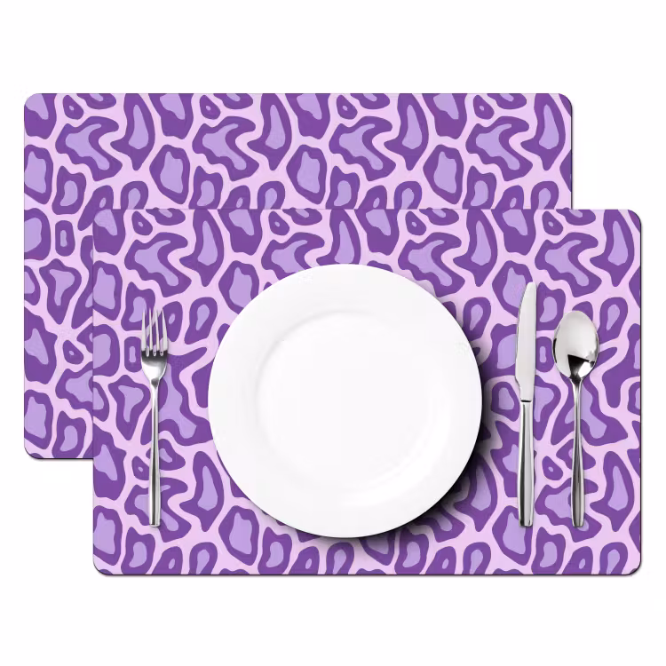 Placemat - 6 stuks - Paars - Abstract - Luipaard - Vlekken - Groovy - Patroon — 2