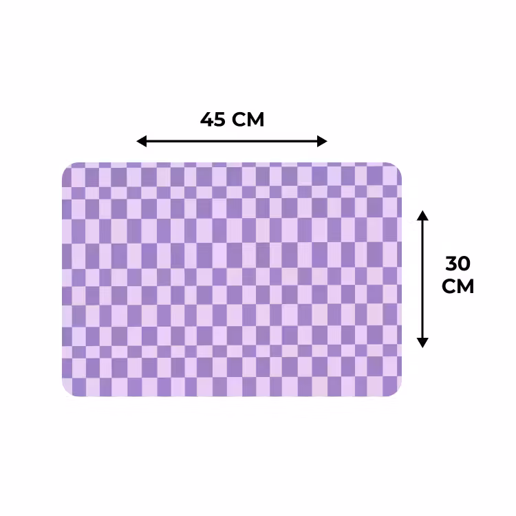 Placemat - 6 stuks - Paars - Geometrisch - Dambord - Blokken - Patroon — 3
