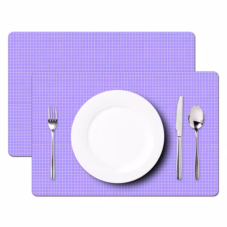 Placemat - 6 stuks - Paars - Geometrisch - Raster - Minimalistisch - Patroon — 2