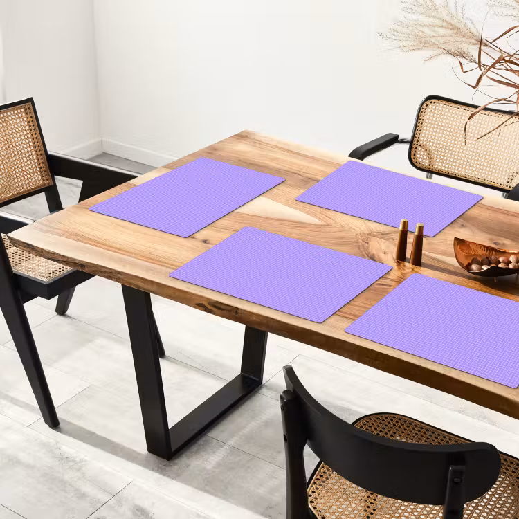 Placemat - 6 stuks - Paars - Geometrisch - Raster - Minimalistisch - Patroon — 5