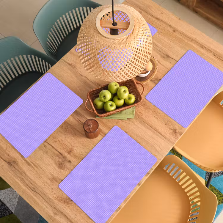 Placemat - 6 stuks - Paars - Geometrisch - Raster - Minimalistisch - Patroon — 6