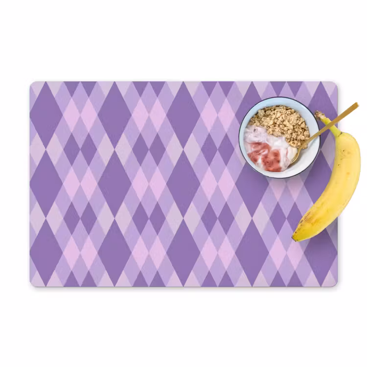 Placemat - 6 stuks - Paars - Geometrisch - Ruiten - Argyle - Patroon — 1