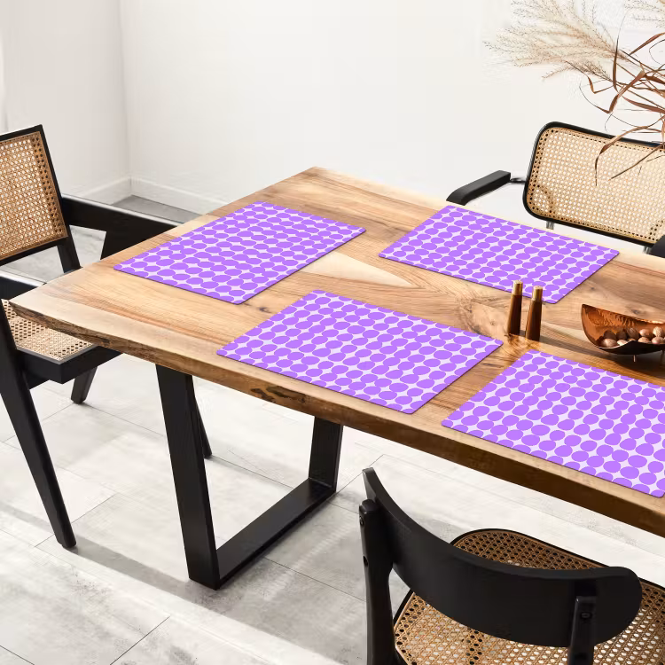 Placemat - 6 stuks - Paars - Geometrisch - Stippen - Polka Dot - Patroon — 5