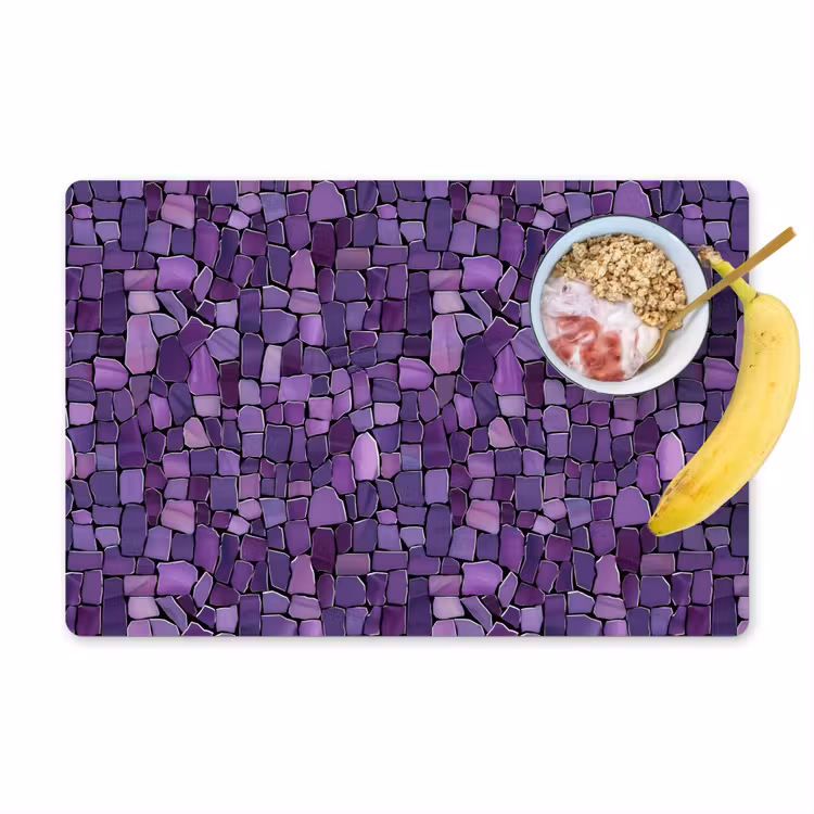Placemat - 6 stuks - Paars - Mozaïek - Scherven - Steen - Patroon — 1