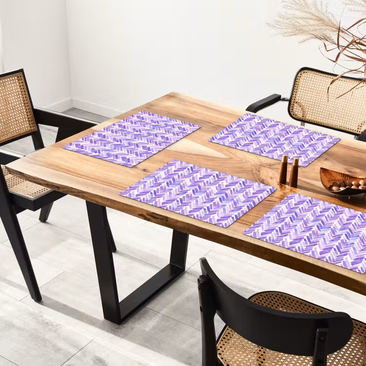 Placemat - 6 stuks - Paars - Visgraat - Aquarel - Penseelstreken - Patroon — 5