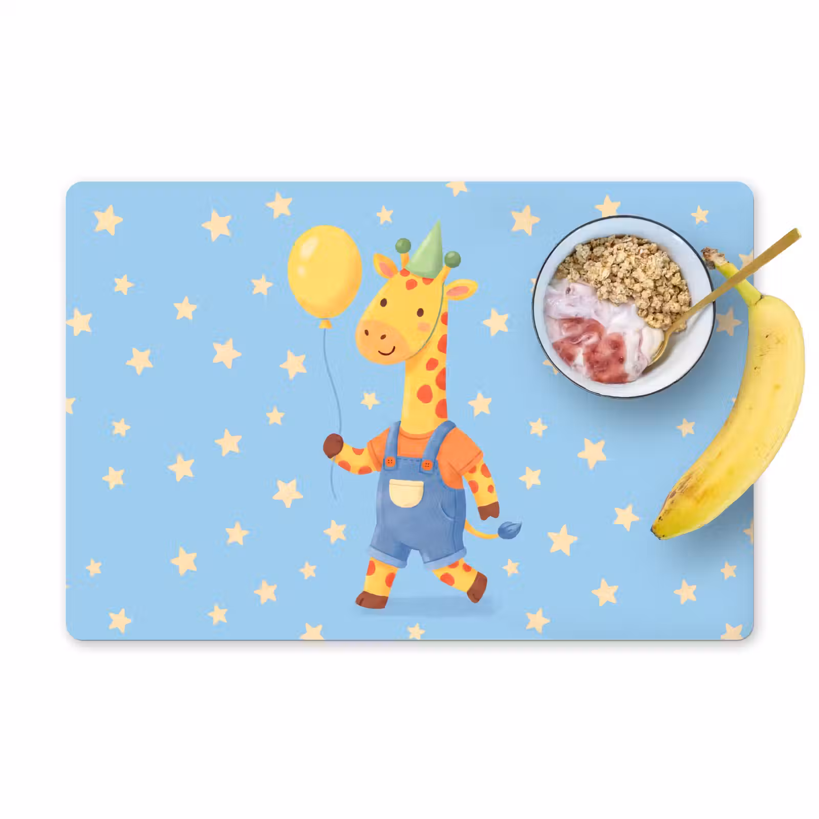 Placemat - 6 stuks - Dieren - Giraffe - Ballon - Feest - Kinderkamer — 1