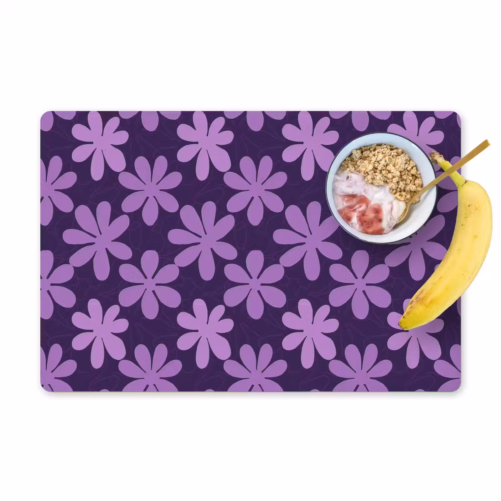 Placemat - 6 stuks - Paars - Botanisch - Bloemen - Retro - Patroon — 1