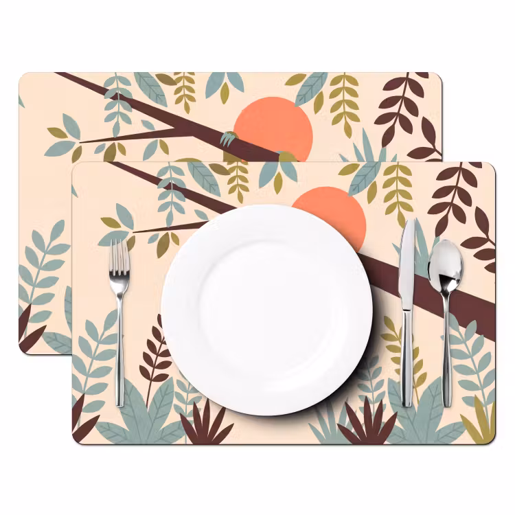 Placemat - 6 stuks - Dieren - Moeder - Baby - Natuur - Groen — 2