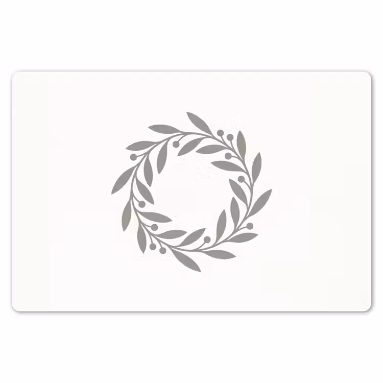Placemat - 6 stuks - Krans - Bladeren - Natuur - Minimalistisch - Grijs — 7