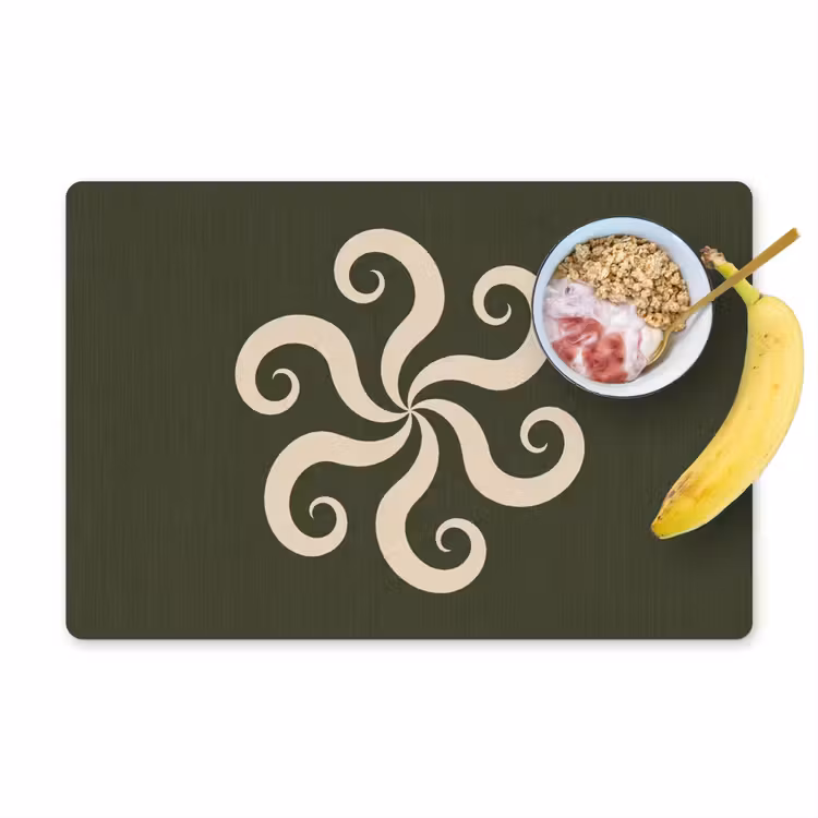 Placemat - 6 stuks - Patroon - Spiraal - Abstract - Modern - Groen — 1