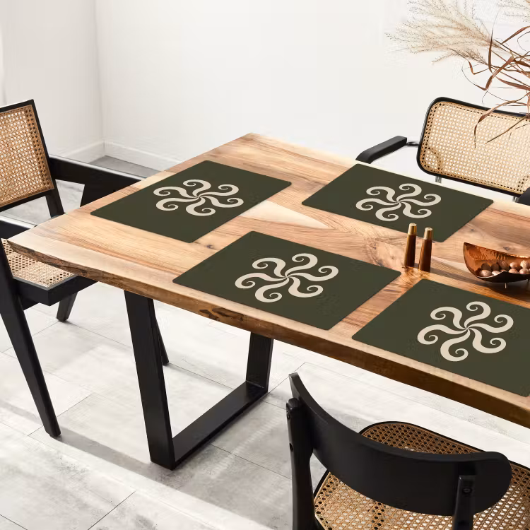 Placemat - 6 stuks - Patroon - Spiraal - Abstract - Modern - Groen — 5