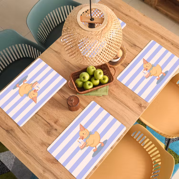 Placemat - 6 stuks - Vogel - Feest - Taart - Kinder - Illustratie — 6