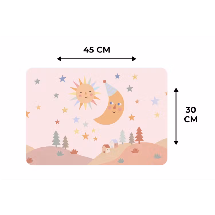 Placemat - 6 stuks - Zon - Maan - Sterren - Kinderkamer - Pastel — 3