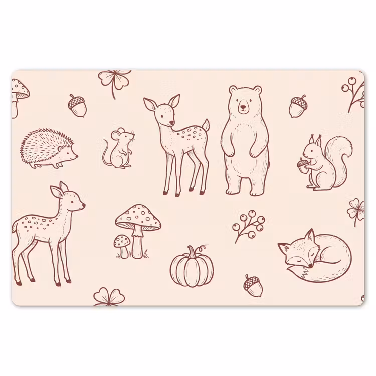 Placemat - 6 stuks - Dieren - Bos - Natuur - Schets - Patroon — 7